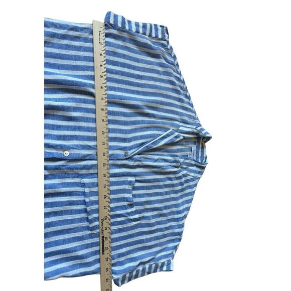 Evereve Libby Stripe Resort Linen Blend Shirt Top size XS Striped White Blue - Picture 6 of 7